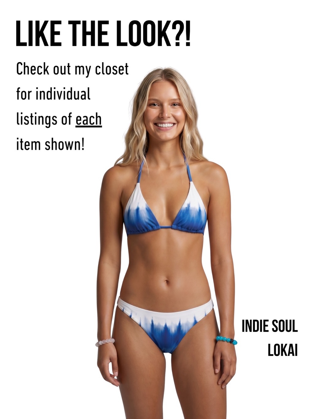new Tie-Dye Triangle String Bikini (Top Small/ Bottoms Medium) - Picture 15 of 16